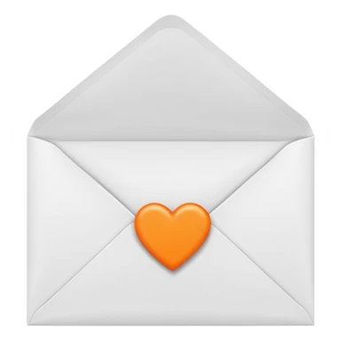 white envelop with small orange heart inside sticker