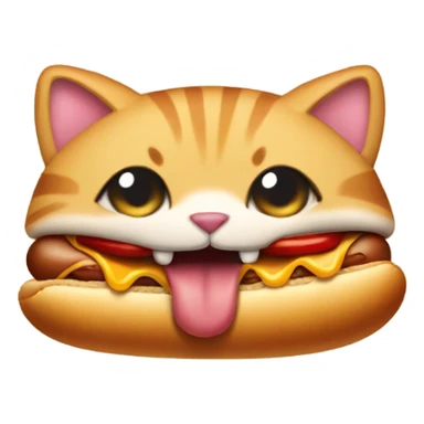 Cat eating a hotdog sticker