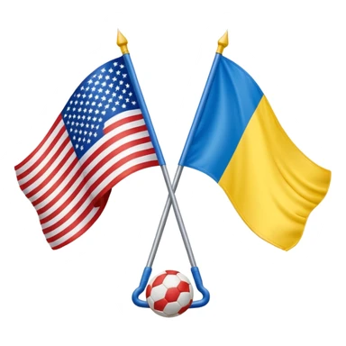 usa and ukraine flags together, sport equipment under sticker