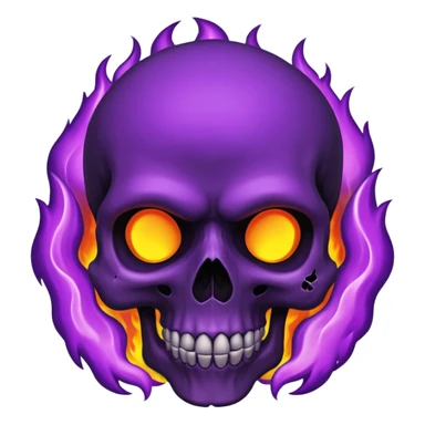 black skull in purple fire sticker