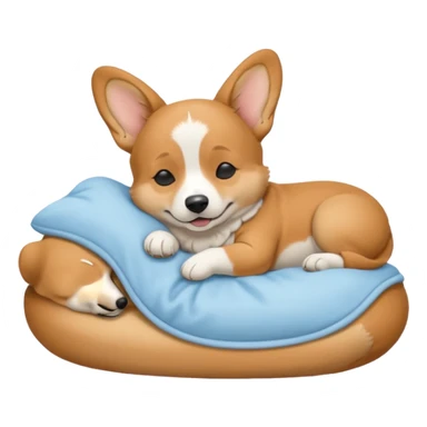 perrita caricatura gorgi gales durmiendo con ropa celeste sticker