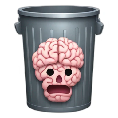 a trash can with brain instead of the lit sticker