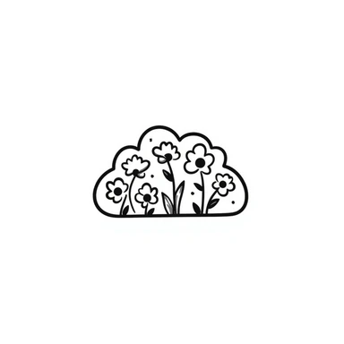 Hand-drawn cloud made of simple flower doodles sticker