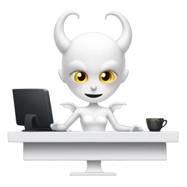 white demon in dress in computer sticker