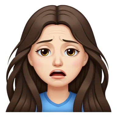 Very long hair Brunette with white skin crying sticker