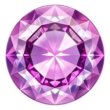 Round cut kunzite gemstone with holographic rainbow reflections, pink-purple crystal gem with brilliant facets sticker