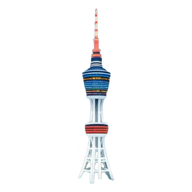 Cinematic Realistic N Seoul Tower Landmark Emoji, featuring the iconic tower perched atop Namsan Mountain, glowing against the night sky with panoramic city lights stretching beyond. sticker
