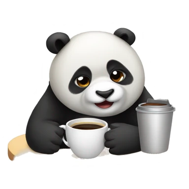 sleepy panda with cup of coffee  sticker