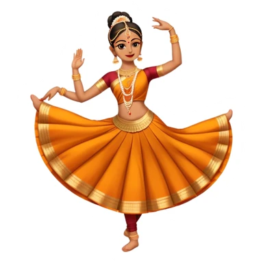 cinematic-realistic-bharatanatyam-dance-emoji,-depicted-as-an-elegant-classical-indian-dance-performance-with-graceful-poses,-intricate-costumes,-and-expressive-hand-gestures,-rendered-with-rich-textures-and-warm-dramatic-lighting, single dancer full body  sticker