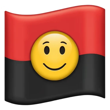 A wawy black and red rectangle with medium sized yellow circle in the middle flag sticker