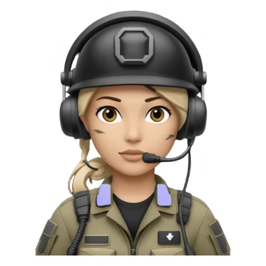 black and white drawing of a female special operations communications operator in combat gear sticker