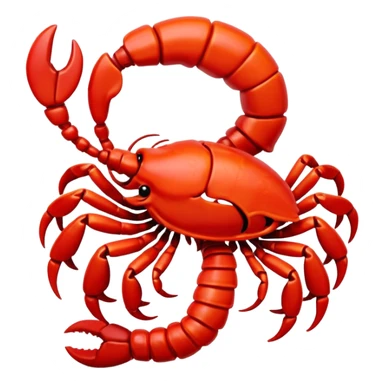 A 3D cartoon Scorpio zodiac sign in red, glossy texture, simple background, Memoji-style rendering. sticker