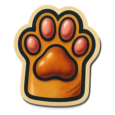 cat paw, bold outlines, vintage feel sticker