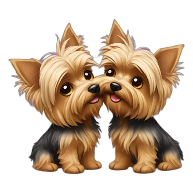 two Yorkshire terriers kissing sticker