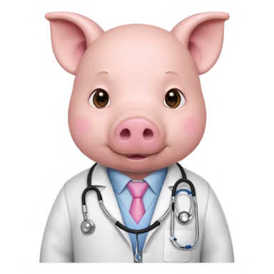 Pig in white coat holding stethoscope.













 sticker