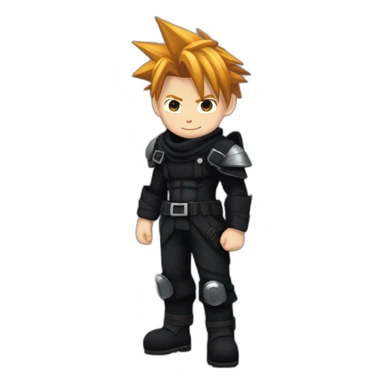 Ginger hair cloud strife hero with black gear clothes full body sticker