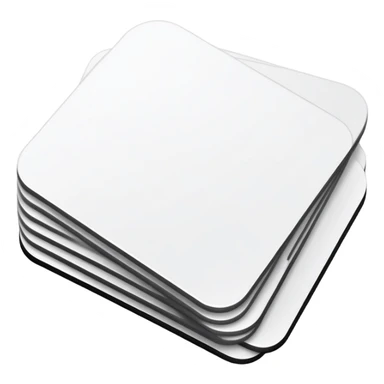 two white flashcards stacked, rounded corners, thin black border, top card offset up and left, subtle gray shadow, minimal sticker
