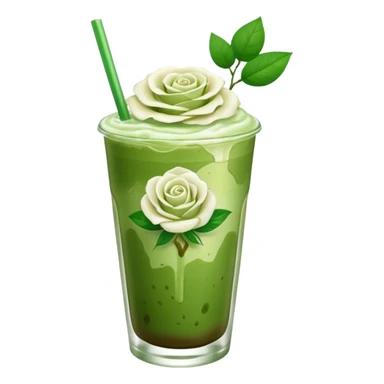 iced matcha latte white rose  sticker