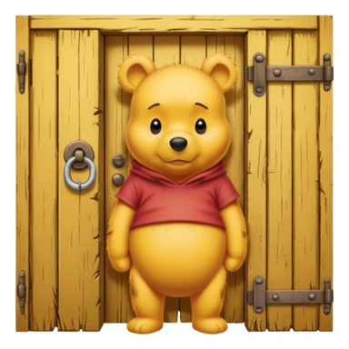Winnie the Pooh at locked wooden door sticker