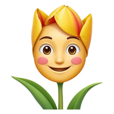 улыбающий смайлик с тюльпаном  sticker