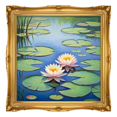 Monet painting in a gold frame sticker