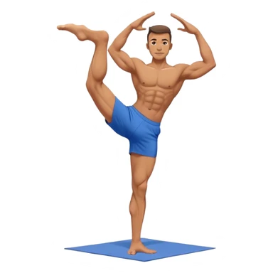 jacked man blue shorts Vrksasana-pose yoga sticker