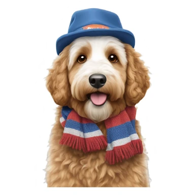 Bernedoodle with tennessee smokies hat and scarf sticker