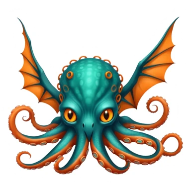 Create a mystical sea guardian that combines the ethereal psychic powers and cute feline form of the first creature with the oceanic draconic might and tentacled body of the second, resulting in a teal-and-orange telepathic cat-octopus-dragon that commands both the depths and the mind. sticker