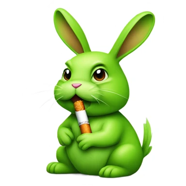 Lime green bunny wearing a backwards cap smoking a cigarette  sticker