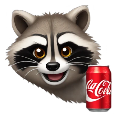 angry raccoon drink coca cola sticker