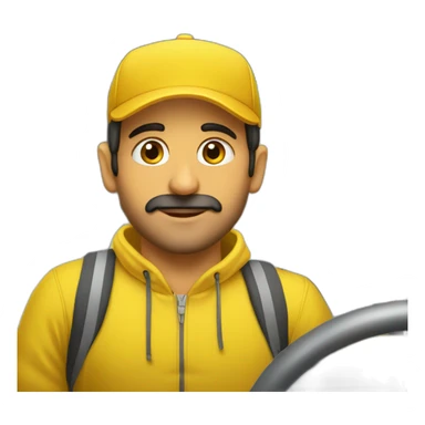 Armenian men in yellow clothing in the bus sticker