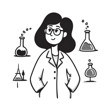 simple hand drawn doodle of a woman scientist sticker