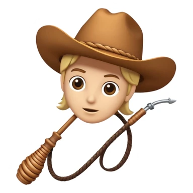 cowboy whip object icon, coiled leather whip, wooden handle, western style, 3D cartoon, mobile game icon style, centered, clean background, soft shadow, no text, no watermark
 sticker