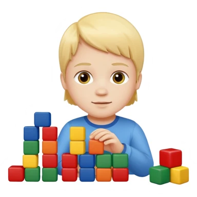 child stacking colorful blocks sticker