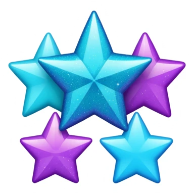 glitter purple and cian 3 stars sticker