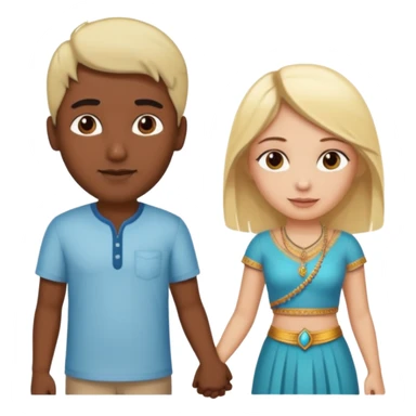 Indian man and blonde woman holding hands sticker