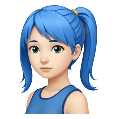 chica con pelo azul colita de costado sticker