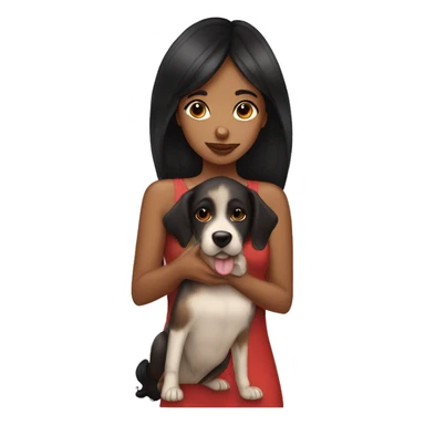 Brown girl black hair kissing dog on nose  sticker