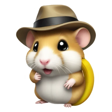 Hamster eat banana and wear hat sticker