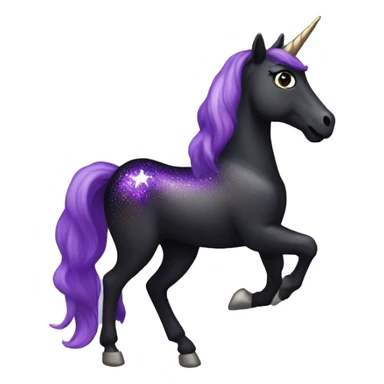 Black and purple sparkle unicorn  sticker