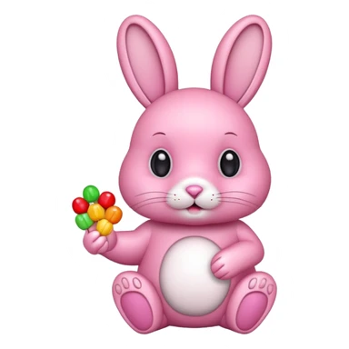 pink rabbit with candies sticker