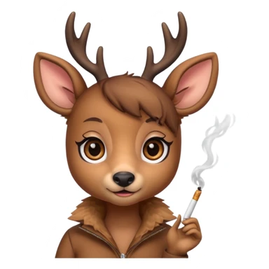 Cute female deer with cigarette with a bow bigger eyes bigger eyeliner and eyelash sticker