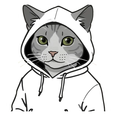 Cat wearing hoodie sticker