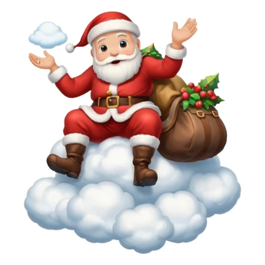 Santa clause riding on the clouds on the mountain sticker