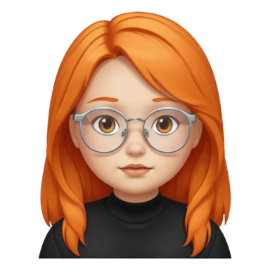 girl with chubby cheeks, long orange hair, and silver glasses. Black clothes sticker
