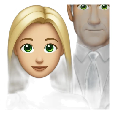 Mel gibson with blue eyes with finge a short blond straight square cut with  woman with green eyes sticker