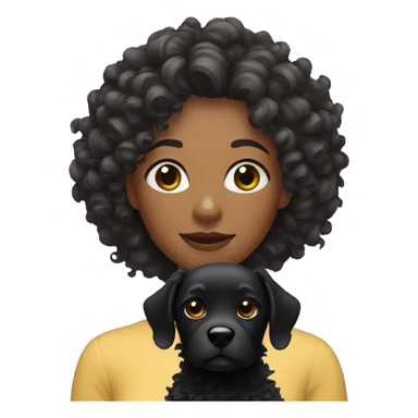 Curly hair woman with black dog sticker
