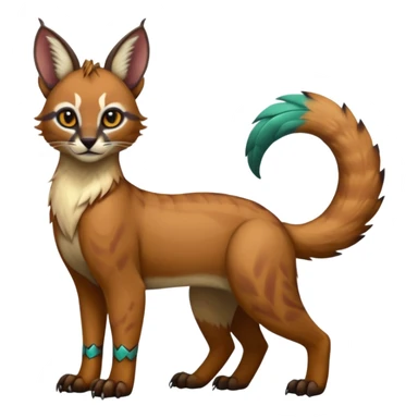 Colorful dark tropical tribal glorious divine exotic cute cool beautiful beautiful fantasy-caracal-civet-genet-sergal-vernid-Gryphon-Cacomistle-Trico-oncilla-animal-Fakémon-hybrid-fursona (full body) sticker