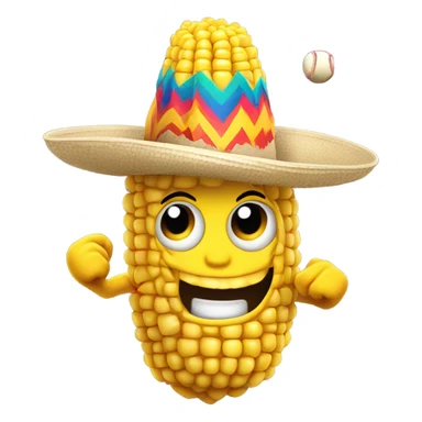 Corn wearing a sombrero playing baseball  sticker