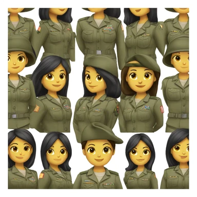19 year old Latina girl soldier with black straight medium length straight hair has her army uniform on  sticker